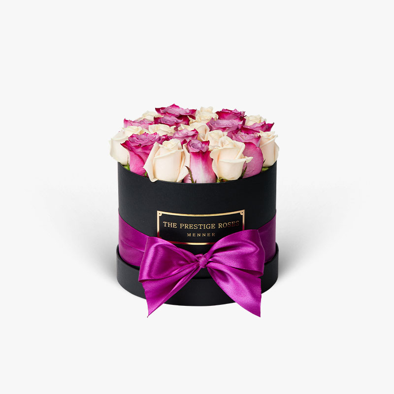Henger | Liláspink és fehér rózsa - sötét box