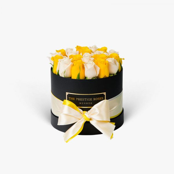 Henger | Sárga és fehér rózsa - sötét box